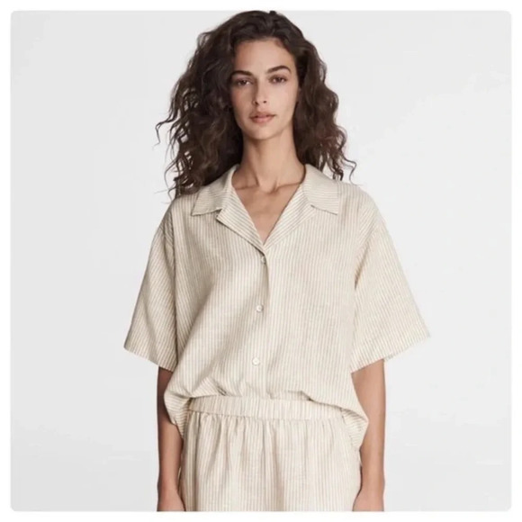 NWT Rag & Bone Beige Reed Stripe Shirt Size Small - Picture 1 of 10